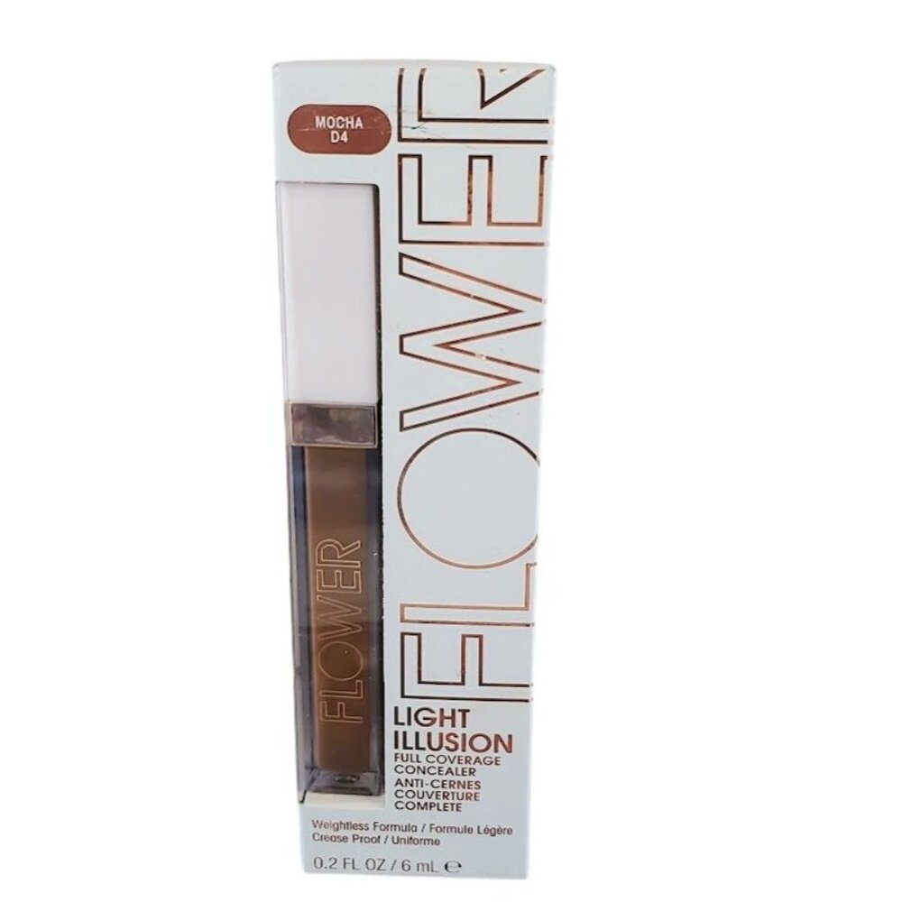 Flower Beauty Light Illusion Concealer Mocha D4 Full Coverage 0.2 oz NIB Sealed